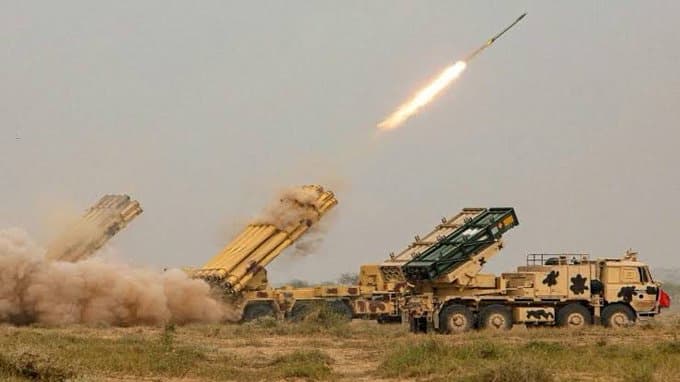 Pinaka missile system during live firing