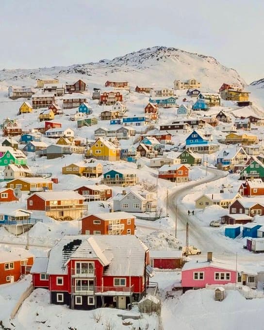 Greenland island natives in traditional attire
