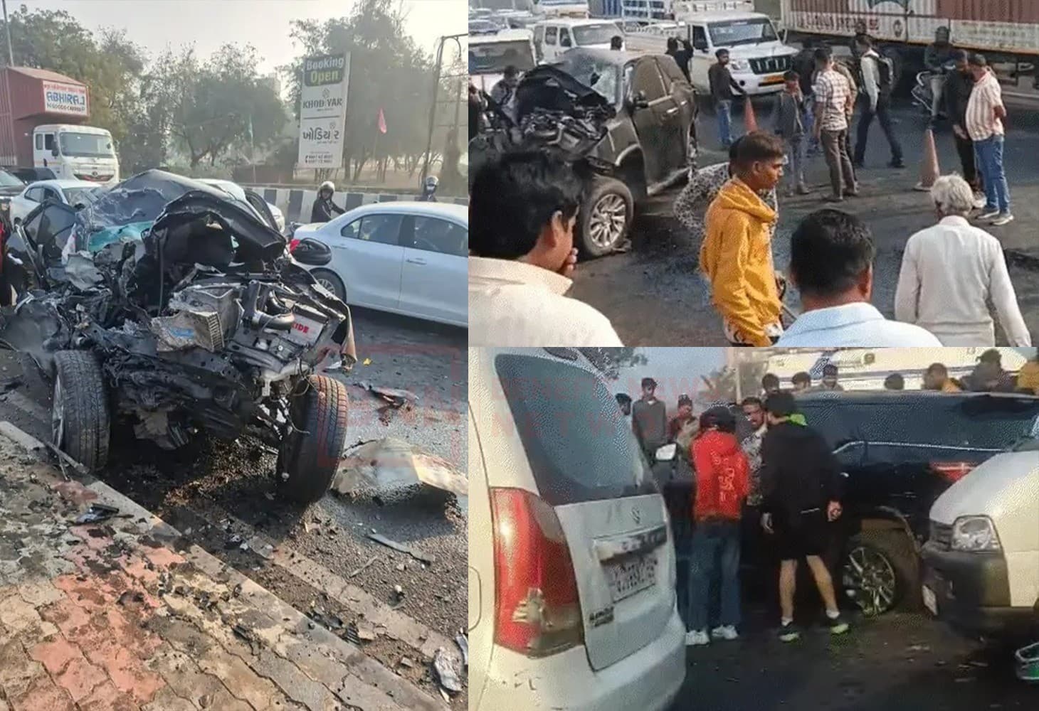 A head-on accident near Vaishnodevi Circle in the early morning A head-on accident near Vaishnodevi Circle in the early morning