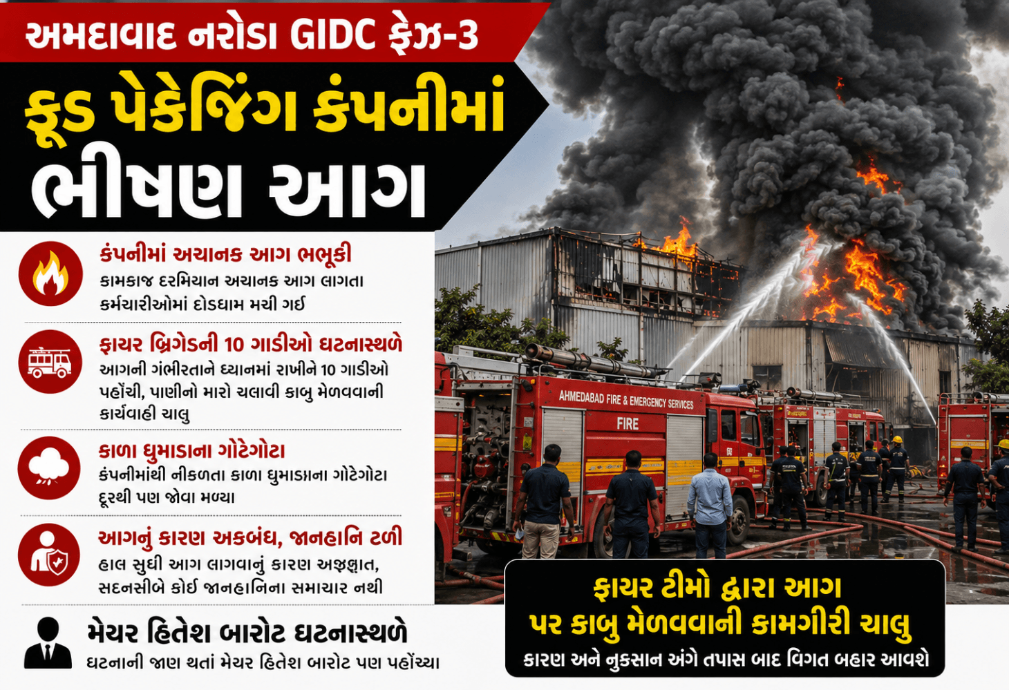 અમદાવાદ નરોડા GIDCમાં ફૂડ પેકેજિંગ કંપનીમાં ભીષણ આગ અમદાવાદ નરોડા GIDCમાં ફૂડ પેકેજિંગ કંપનીમાં ભીષણ આગ