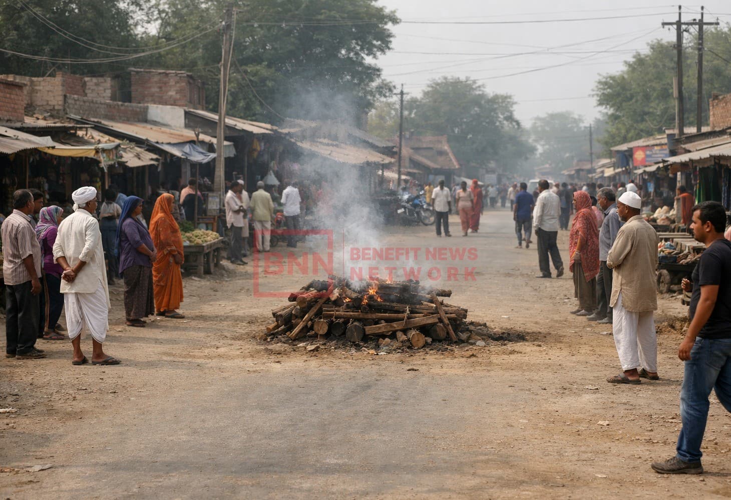 In Bihar, a Dalit family was cremated on a busy road as they could not In Bihar, a Dalit family was cremated on a busy road as they could not