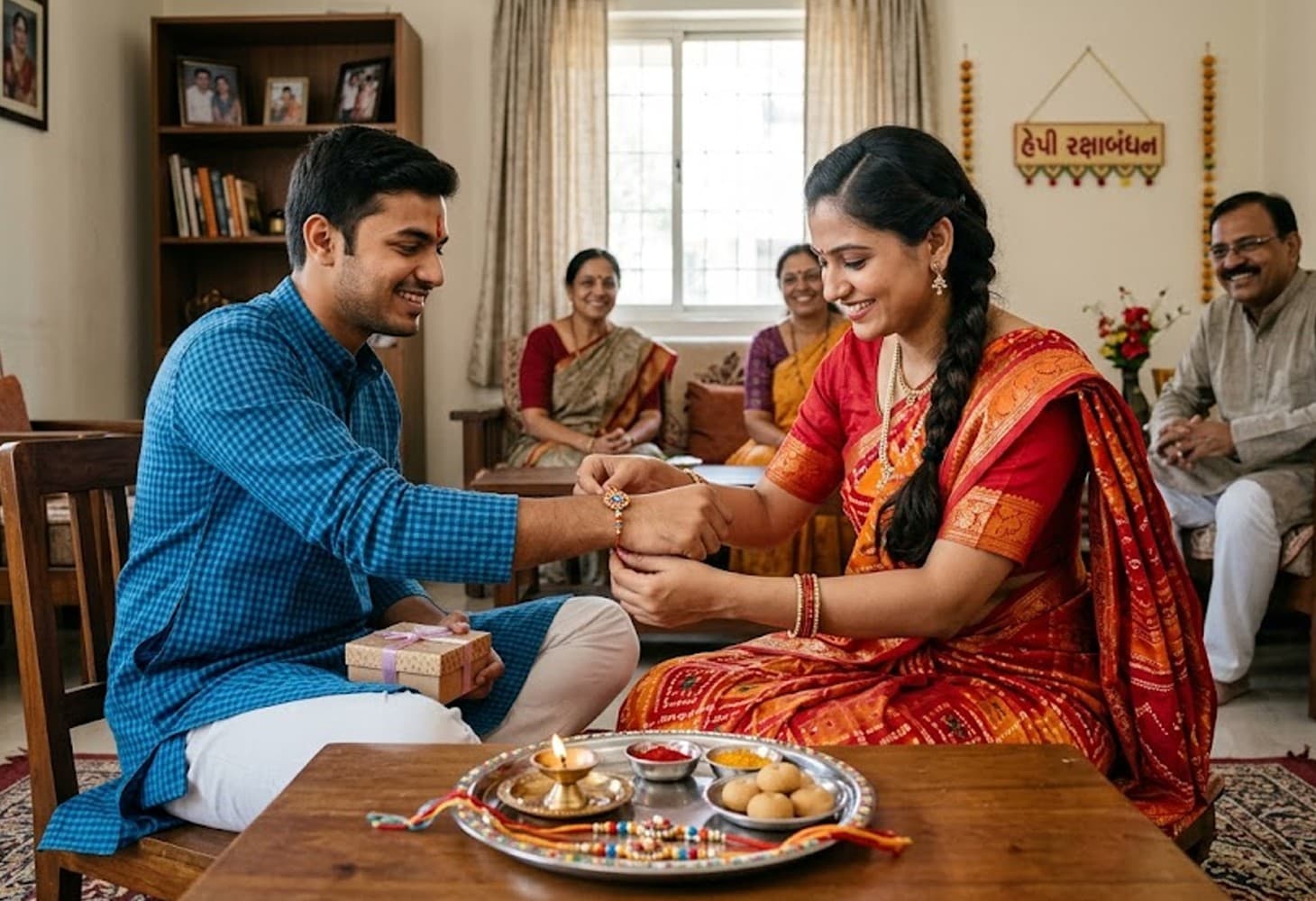 રક્ષાબંધન પર ભાઈના કાંડા પર રાખડી રક્ષાબંધન પર ભાઈના કાંડા પર રાખડી