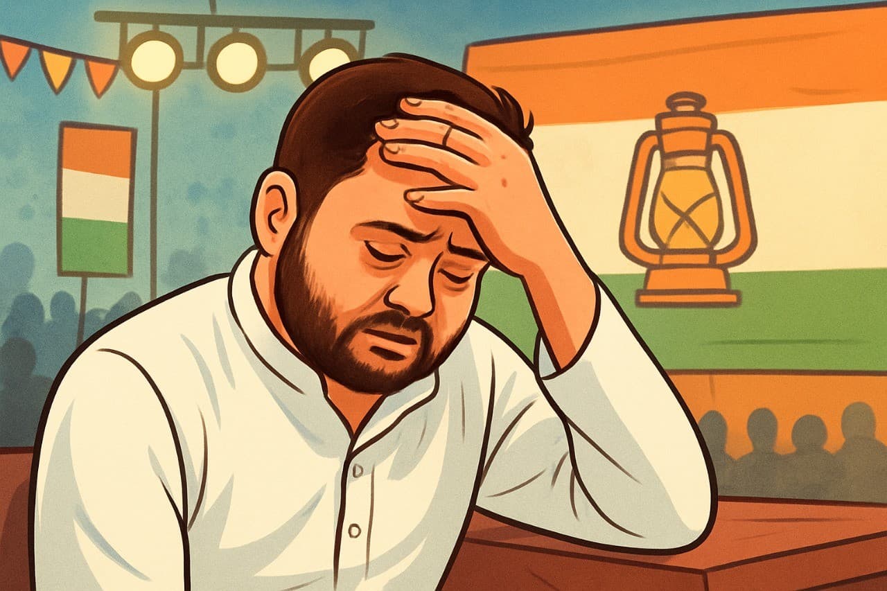 Tejashwi Yadav is continuously lagging behind in his seat. Tejashwi Yadav is continuously lagging behind in his seat.
