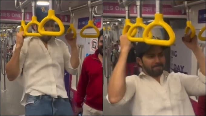 Varun Dhawan Metro Pull ups Viral Video; Mumbai Actors Stunt Varun Dhawan Metro Pull ups Viral Video; Mumbai Actors Stunt