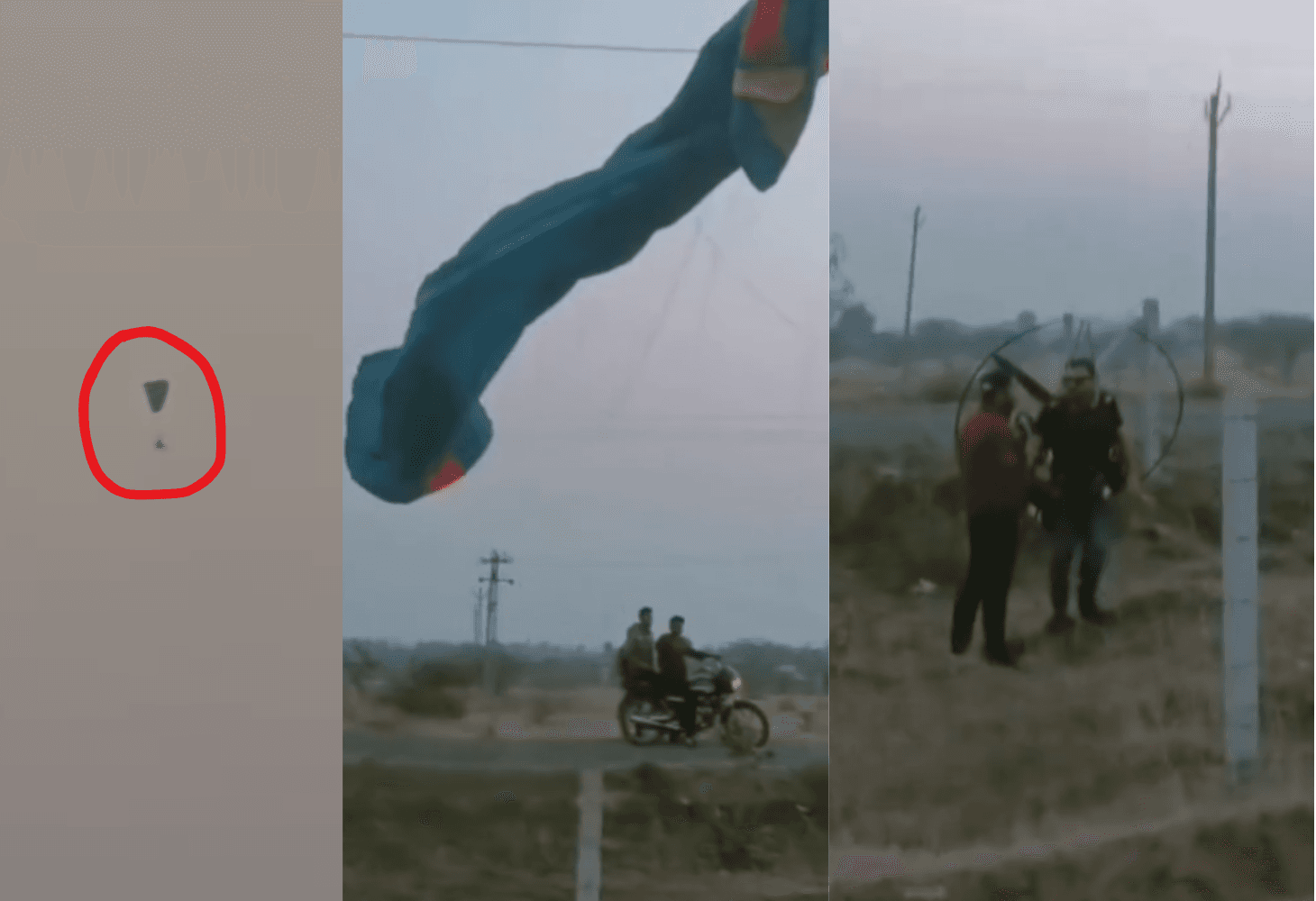 જામનગરમાં ઉડ્યું પેરાશૂટ, વીજ તારમાં ફસાયું જામનગરમાં ઉડ્યું પેરાશૂટ, વીજ તારમાં ફસાયું