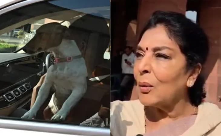 Renuka Chaudhary arrived in Parliament with a pet dog Renuka Chaudhary arrived in Parliament with a pet dog